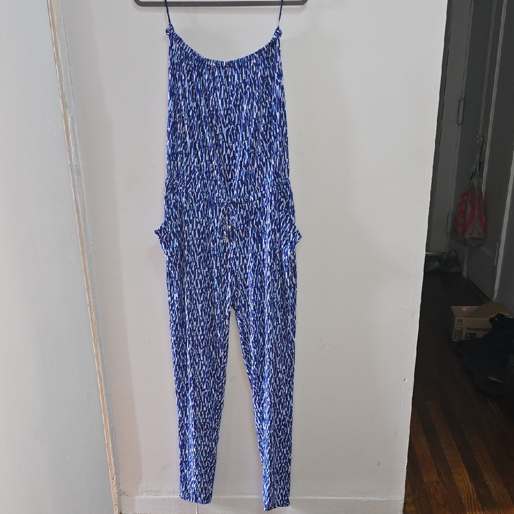 MICHAEL Michael Kors Blue and White Jumpsuit Size Large